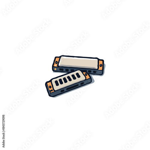 Harmonica duet displaying musical harmony two instruments portraying melodic synchronicity