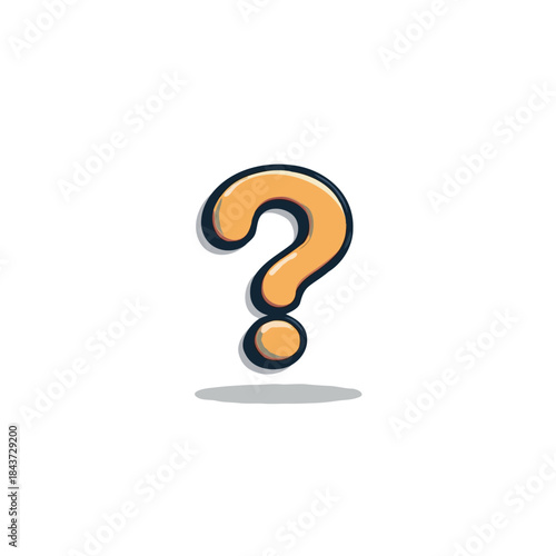 Isolated cartoon question mark symbol invites contemplation and stimulates creative thinking,