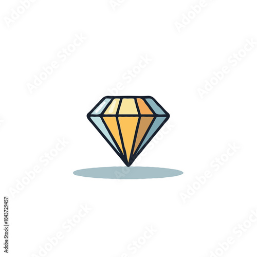 Stylized diamond illustration showcasing facets with subtle shading enhancing depth and adding