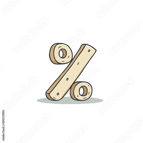 Whimsical depiction of a percentage sign, featuring a rustic, hand-drawn style suitable for
