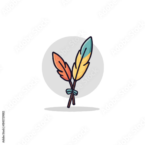 Whimsical feathers tied together symbolizing creativity expression and gentle inspiration in an