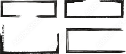 Four empty image frames with black borders on a white background