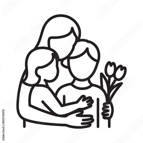 A heartwarming illustration of a mother and child sharing a tender embrace