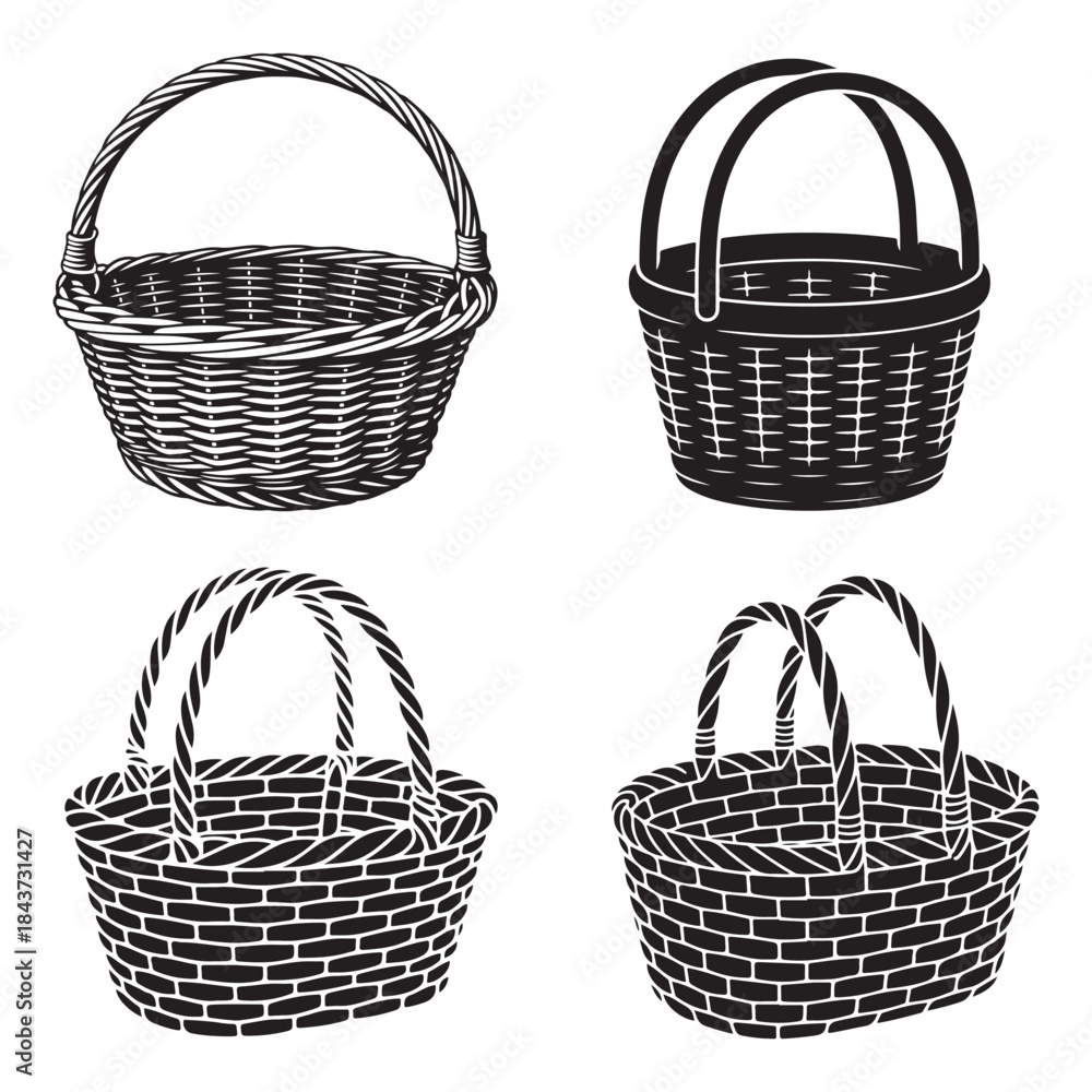 Obraz premium Minimal basket line art silhouette vector illustration simple elegant design