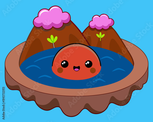 Character relaxing in a hot spring Vector
