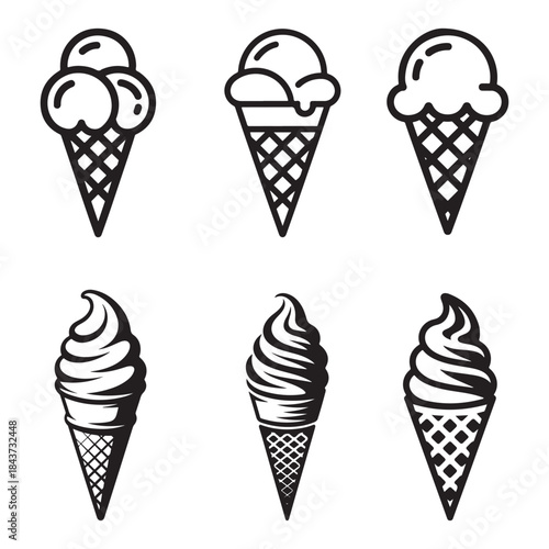 Minimal ice cream line art silhouette vector illustration simple elegant design