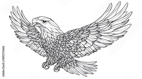 black and white eagle soaring clip art preview