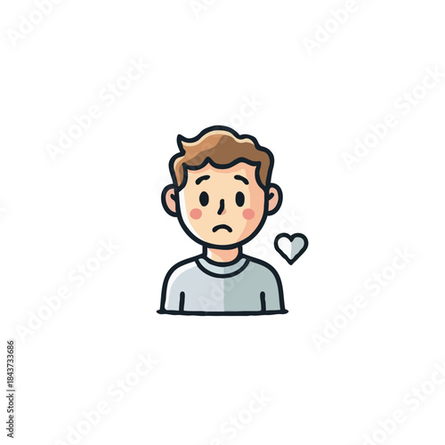 Expression of loneliness through cartoon character portrayal, featuring a forlorn expression and