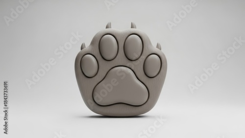 Detailed 3D Render of a Stylized Animal Paw Print on a Clean White Background.