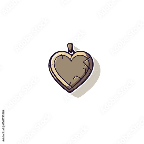 Isolated illustration of a heart shaped locket displaying sentimental value and enduring affection