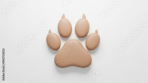 Minimalist Pet Paw Print on White Background.