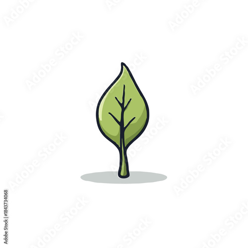 Stylized leaf illustration showcasing organic elegance and simplicity in nature's design elements