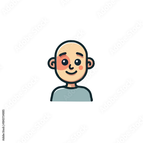 Stylized minimalist character illustration showcasing playful features and emotive expression