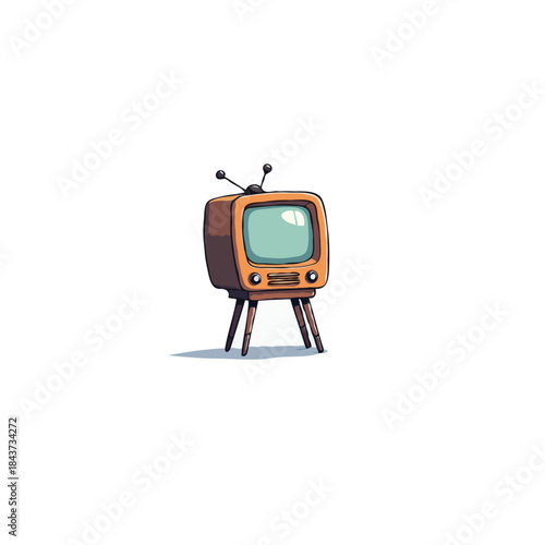 Whimsical rendition of a retro television set evoking nostalgic television broadcasts and vintage