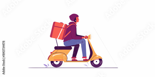 Delivery person on a scooter a modern transportation illustration