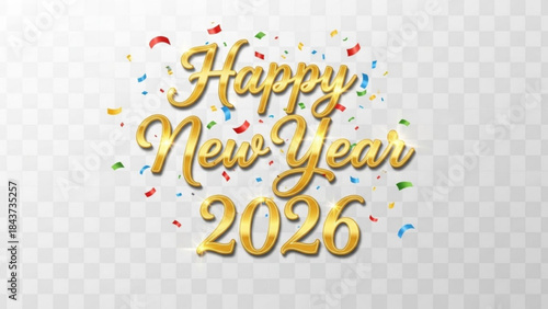 Celebrating New Beginnings in 2026: A vibrant and festive greeting, adorned with shimmering confetti, celebrates the arrival of a new year.