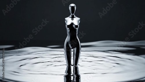 Shimmering Mercury Fluid Forming Abstract Human Silhouette – Seamless 4K Loop