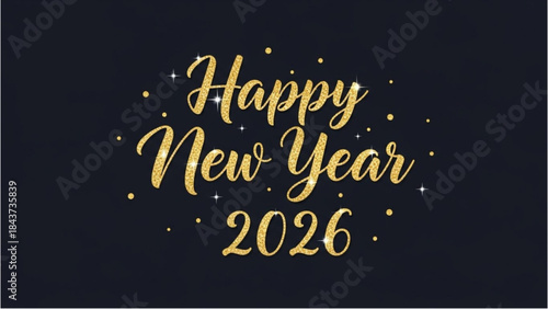 Happy New Year 2026 Celebration with Golden Fireworks for the New Year.