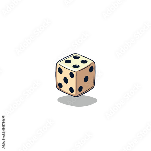 Isolated rendered beige dice illustration showing the uncertainty of luck and games of chance