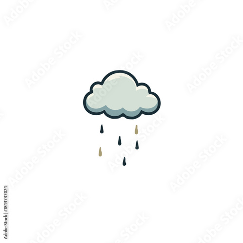 Stylized rainy cloud icon evokes gentle precipitation and atmospheric weather conditions for