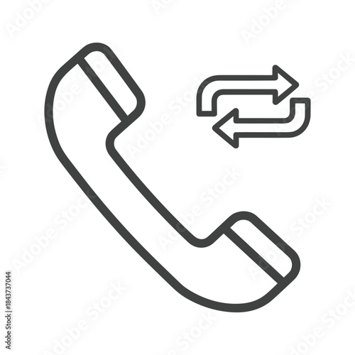 Phone icon with arrows indicating call transfer