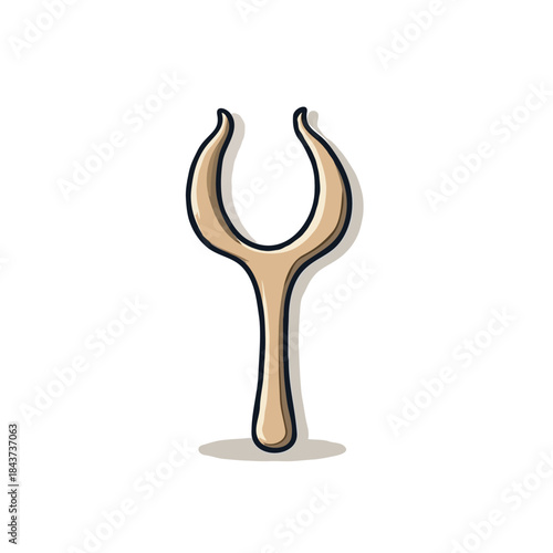 Unique stylized slingshot art conveys primitive tool craftsmanship with modern design illustration