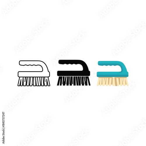 Cleaning brushes in different colors and styles