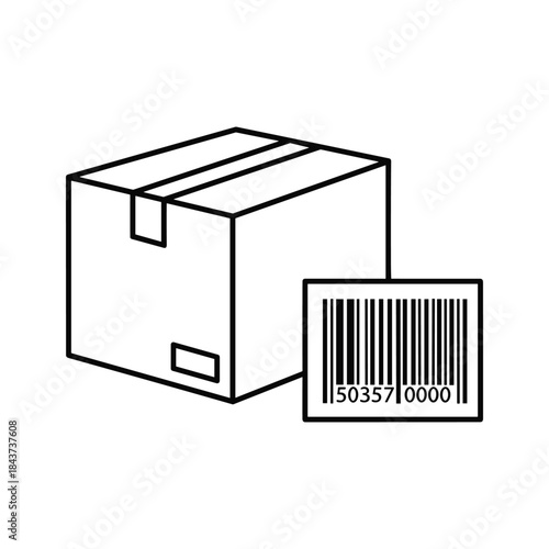 Cardboard box with barcode label