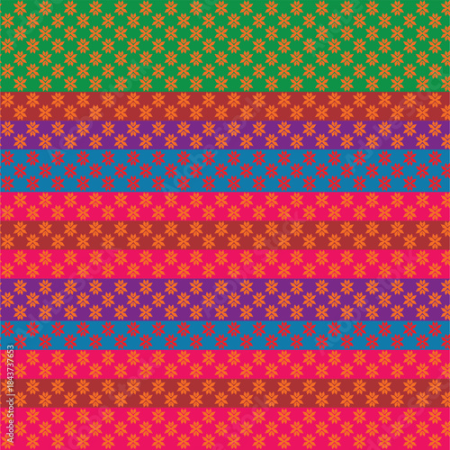 Vibrant Striped Floral and Dot Pattern