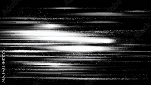 Glitchy white light streaks on black background