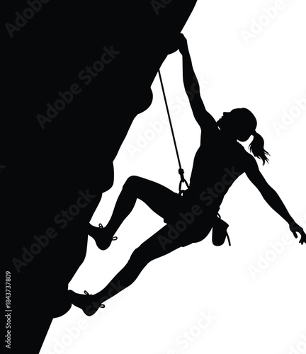 Rock climber in action silhouette