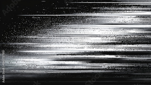 Glitchy white lines on black background