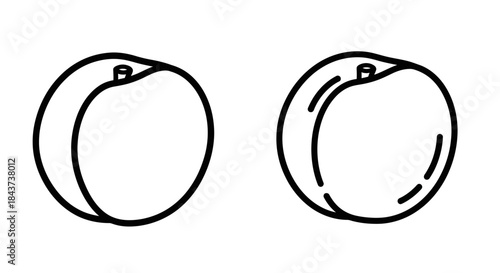 Minimalist illustration set of nectarine silhouettes, Symbolizing clean fruity minimalism, flat vector design illustration.