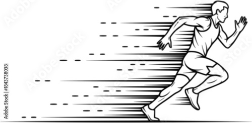 Dynamic runner outline with motion trails illustrating rapid movement
