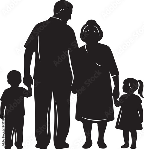 Happy Family Silhouette with Parents and Children

Loving Family Walking Together Silhouette Vector

Parents and Kids Bonding Family Silhouette Illustration
