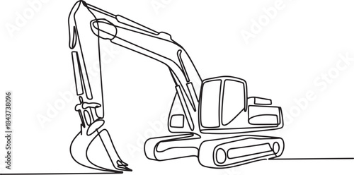 Excavator Continuous Line Drawing.one line  vector illustration  with out background