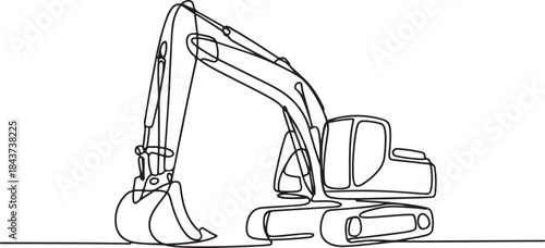 Excavator Continuous Line Drawing.one line  vector illustration  with out background