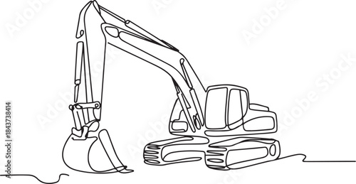 Excavator Continuous Line Drawing.one line  vector illustration  with out background