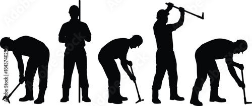 Diverse Group of Seven People in Silhouette Raising Hands and Flashing the Victory or Peace Sign, Symbolizing Unity, Success, Hope, and Social Harmony