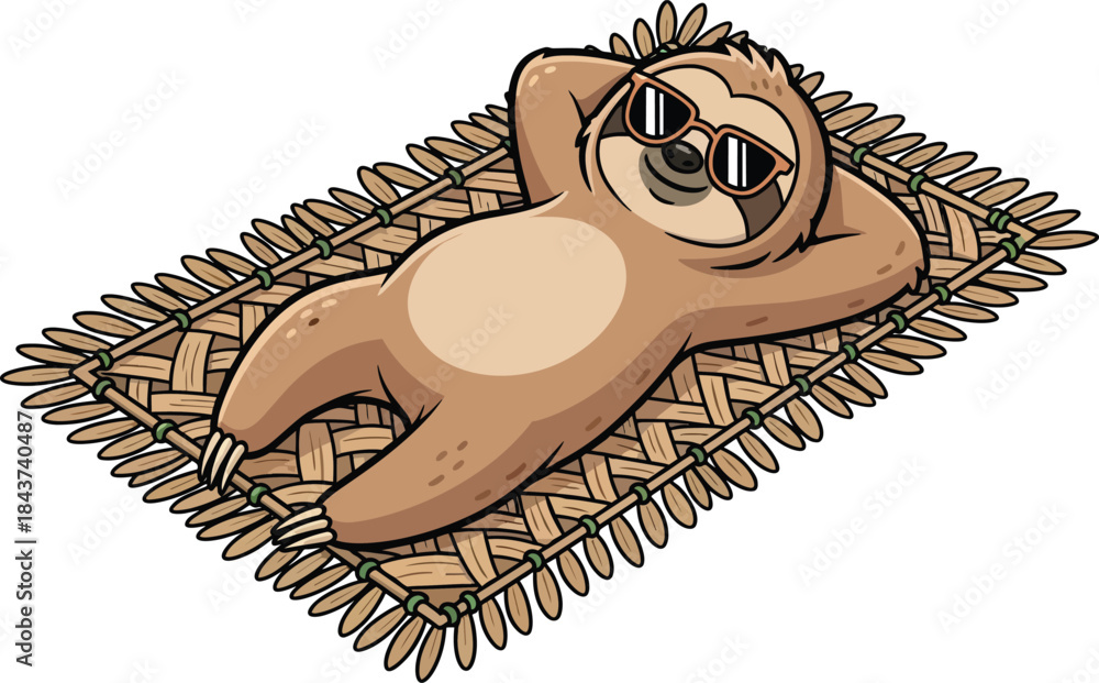 Obraz premium Relaxed Sloth Lying On Back With Arms Behind Head.