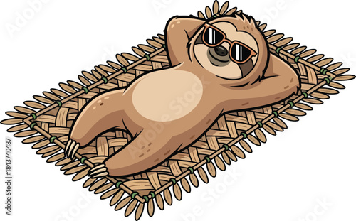 Relaxed Sloth Lying On Back With Arms Behind Head.