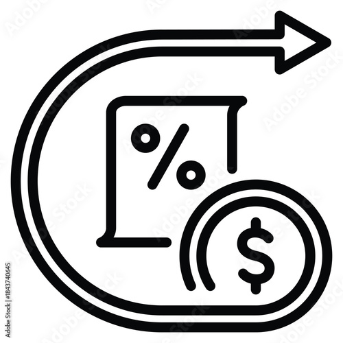 Direct Tax Icon Line Vector Illustration