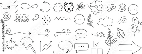 Hand-Drawn Doodle Arrows, Icons & Sketch Symbols Collection
