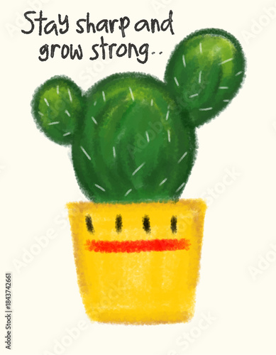 Stay Sharp and Grow Strong Cactus Illustration
