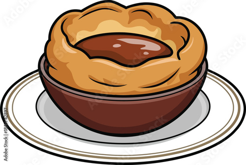 Yorkshire Pudding Bowl Cartoon Illustration UK Food Dish