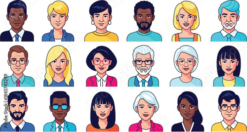 Diverse group of people with different ages and professions smiling