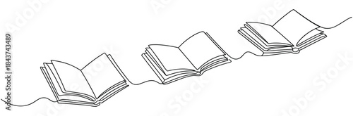 Open Books in a Row Illustration