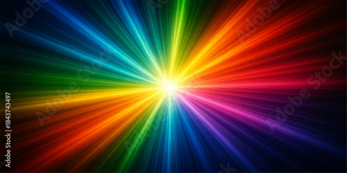 Bright abstract rainbow light explosion with colorful star pattern vector illustration design
