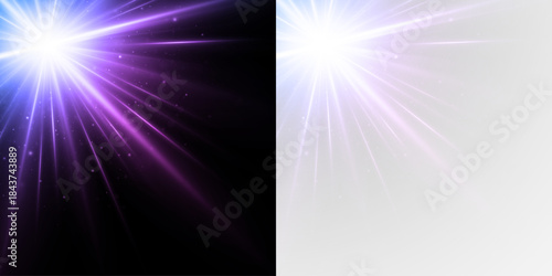 Star explosion with flare and bright rays in a dynamic burst and sparkle effect. Stadium spotlight and glowing details enhance the vivid scene.