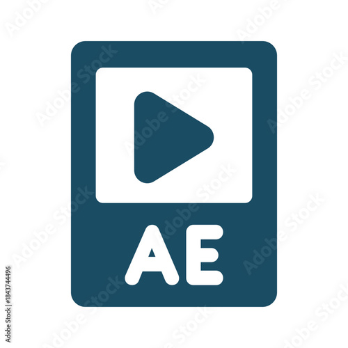 After effects file extension icon svg cut file. Isolated vector illustration.